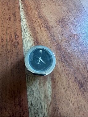 Movado Black Dial Silver-Tone Desk Clock